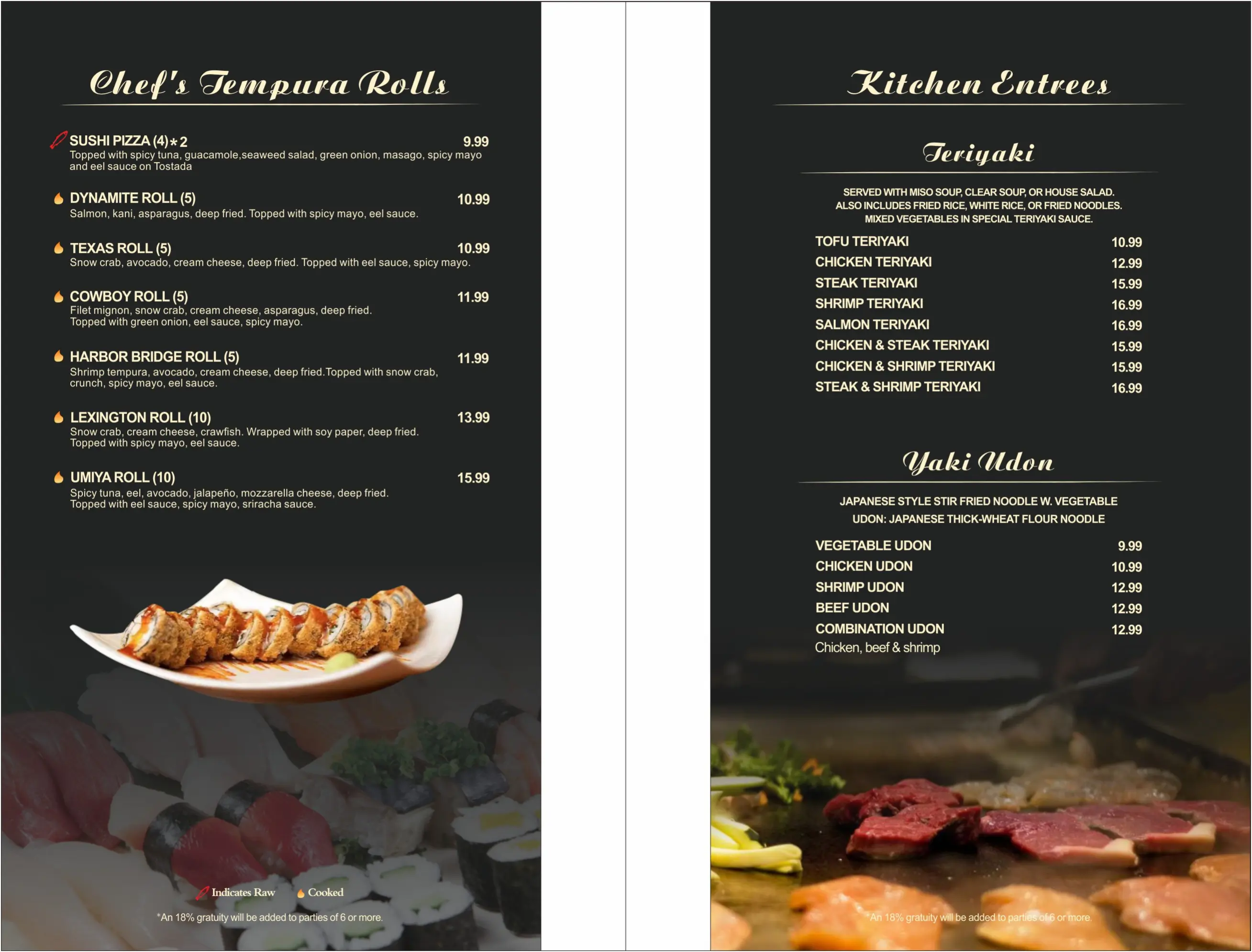 Umiya Houston Menu Page 5, a Japanese restaurant in Houston