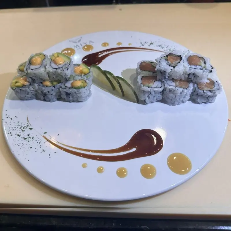 Spicy shrimp and Salmon roll at Umiya-Houston, a Japanese restaurant in Houston