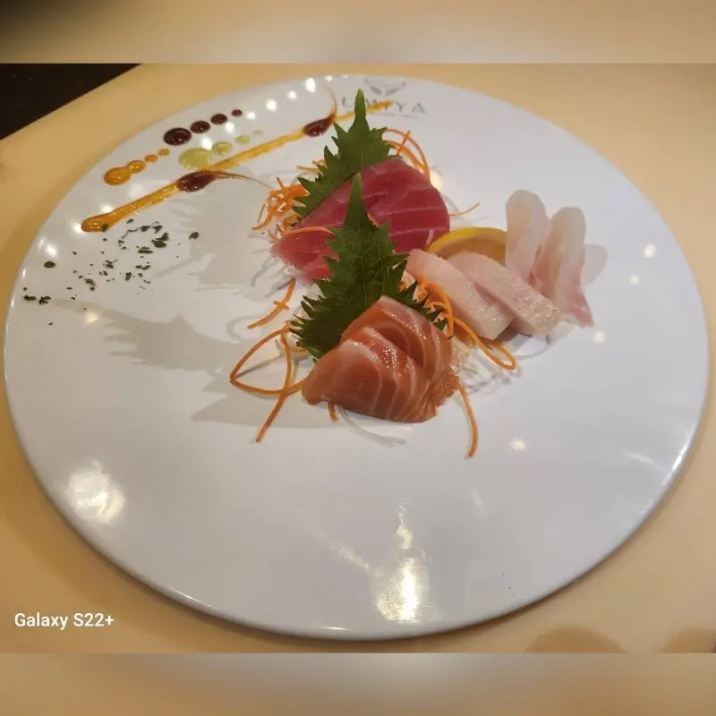 sashimi with salmon yellowtail and red snapper at Umiya-Houston, a Japanese restaurant in Houston